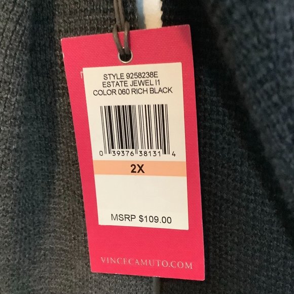 Vince Camuto Black Sweater Size 2X NWT - Picture 4 of 7